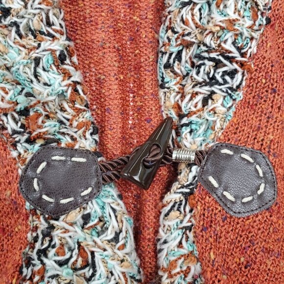 Ponsesa Cardigan Sweater Womens Size M Toggle Button Rust Color Fall Boho Fairy - Picture 10 of 15